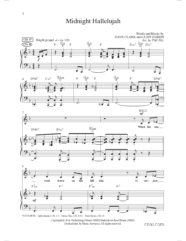 Midnight Hallelujah (Choral Anthem SATB) Anthem (SATB/Piano) (Lillenas Choral / Arr. Phil Nitz)