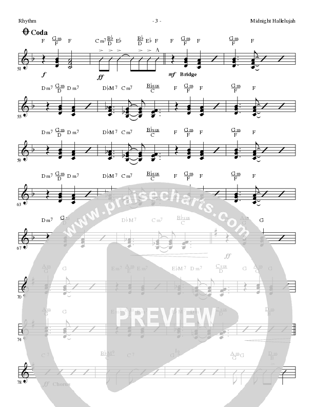 Midnight Hallelujah (Choral Anthem SATB) Rhythm Chart (Lillenas Choral / Arr. Phil Nitz)