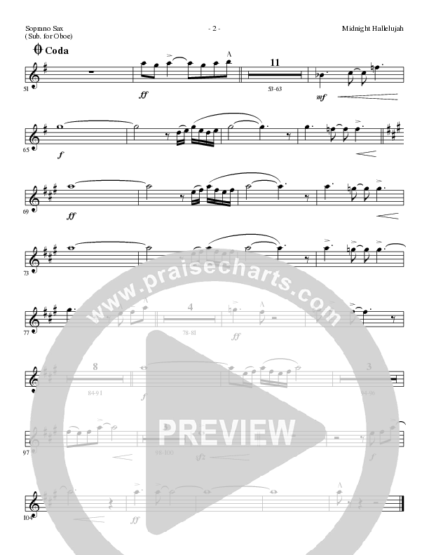 Midnight Hallelujah (Choral Anthem SATB) Soprano Sax (Lillenas Choral / Arr. Phil Nitz)