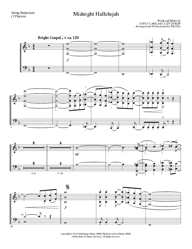 Midnight Hallelujah (Choral Anthem SATB) String Reduction (Lillenas Choral / Arr. Phil Nitz)