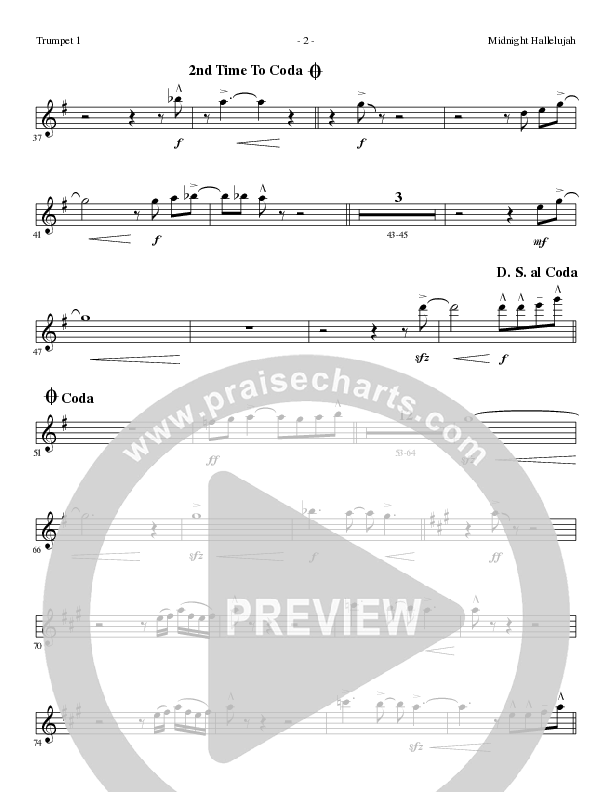 Midnight Hallelujah (Choral Anthem SATB) Trumpet 1 (Lillenas Choral / Arr. Phil Nitz)