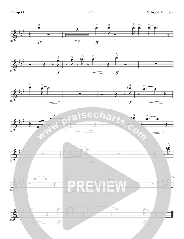 Midnight Hallelujah (Choral Anthem SATB) Trumpet 1 (Lillenas Choral / Arr. Phil Nitz)
