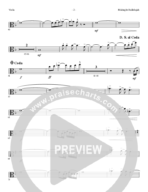 Midnight Hallelujah (Choral Anthem SATB) Viola (Lillenas Choral / Arr. Phil Nitz)