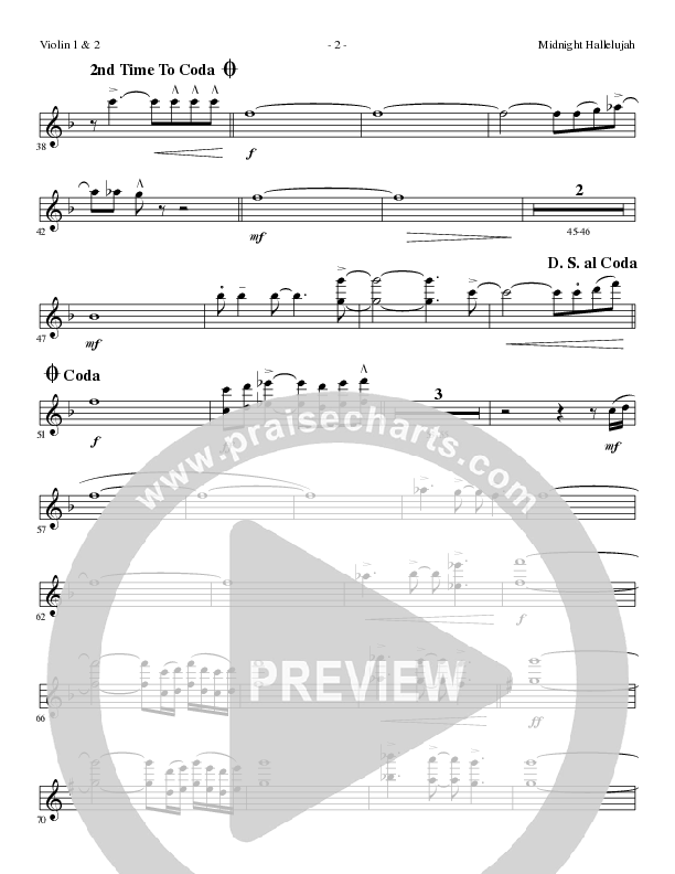 Midnight Hallelujah (Choral Anthem SATB) Violin 1/2 (Lillenas Choral / Arr. Phil Nitz)