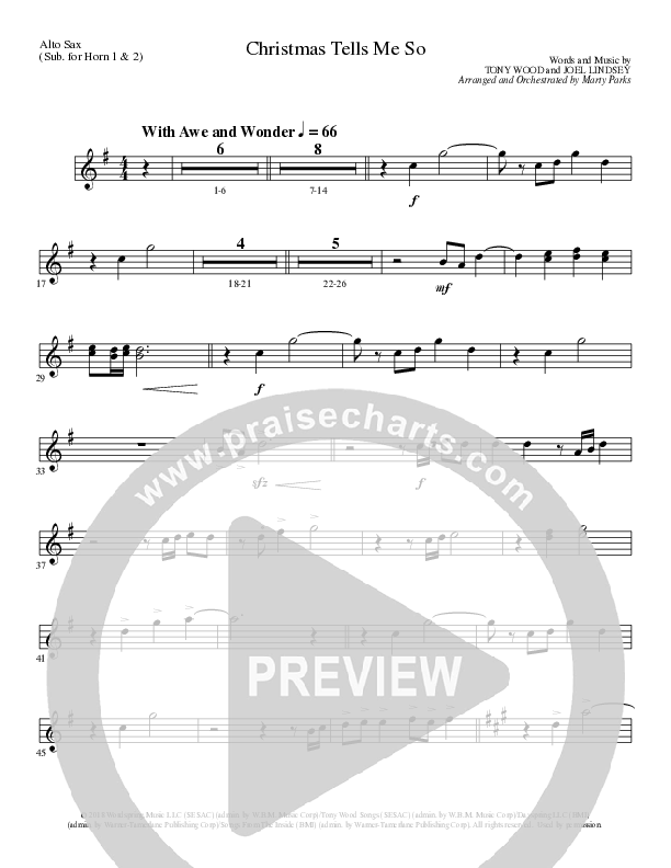 Christmas Tells Me So (Choral Anthem SATB) Alto Sax (Lillenas Choral / Arr. Marty Parks)