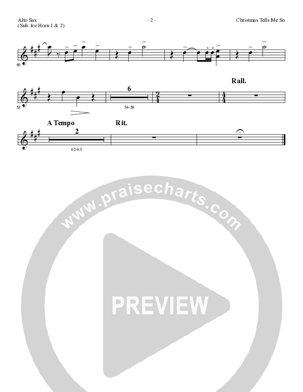 Christmas Tells Me So (Choral Anthem SATB) Alto Sax (Lillenas Choral / Arr. Marty Parks)