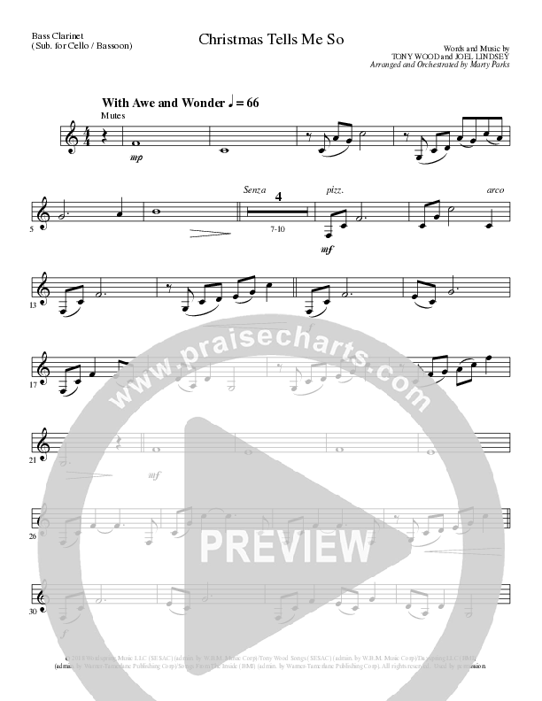 Christmas Tells Me So (Choral Anthem SATB) Bass Clarinet (Lillenas Choral / Arr. Marty Parks)