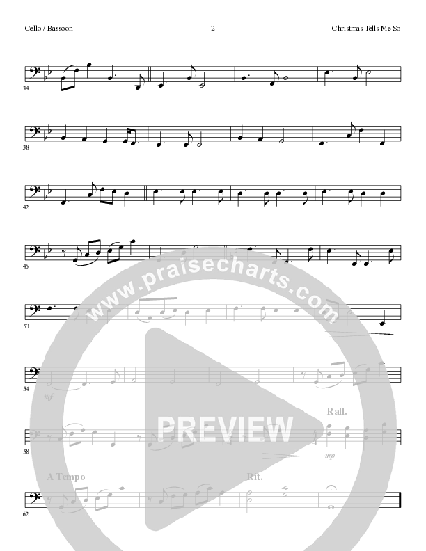 Christmas Tells Me So (Choral Anthem SATB) Cello (Lillenas Choral / Arr. Marty Parks)