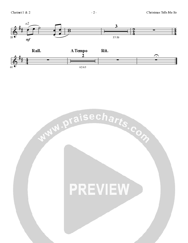 Christmas Tells Me So (Choral Anthem SATB) Clarinet 1/2 (Lillenas Choral / Arr. Marty Parks)