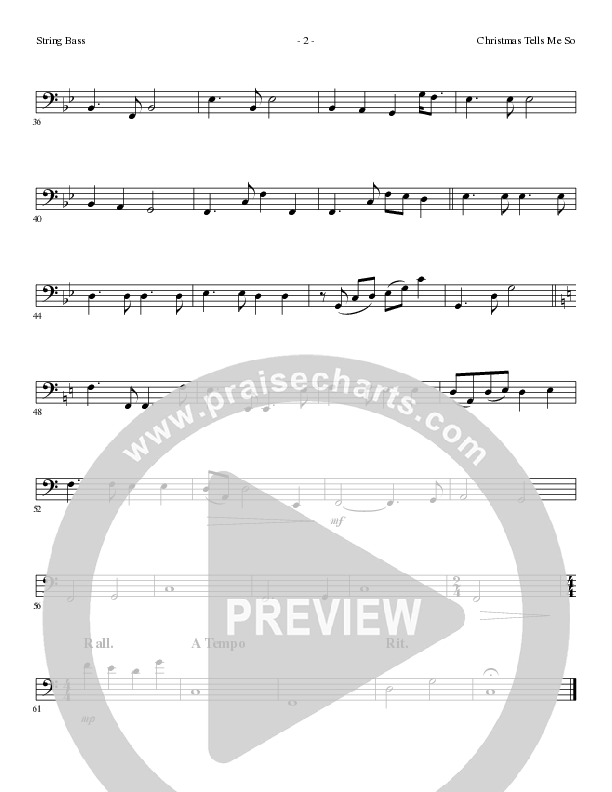 Christmas Tells Me So (Choral Anthem SATB) Double Bass (Lillenas Choral / Arr. Marty Parks)