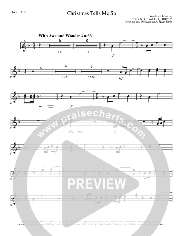 Christmas Tells Me So (Choral Anthem SATB) French Horn 1/2 (Lillenas Choral / Arr. Marty Parks)