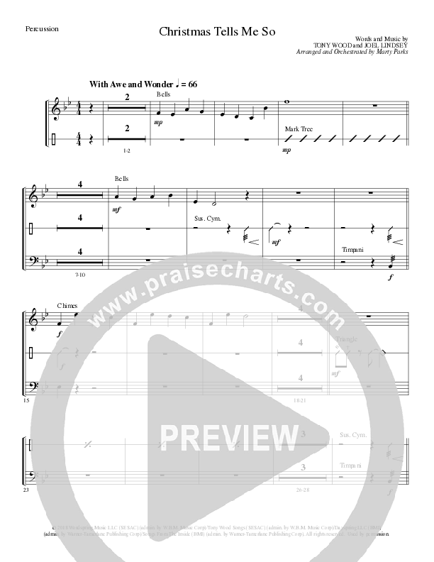 Christmas Tells Me So (Choral Anthem SATB) Percussion (Lillenas Choral / Arr. Marty Parks)