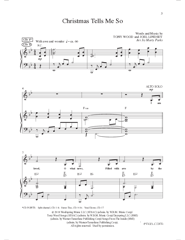 Christmas Tells Me So (Choral Anthem SATB) Anthem (SATB/Piano) (Lillenas Choral / Arr. Marty Parks)