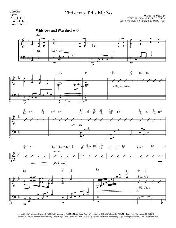 Christmas Tells Me So (Choral Anthem SATB) Rhythm Chart (Lillenas Choral / Arr. Marty Parks)