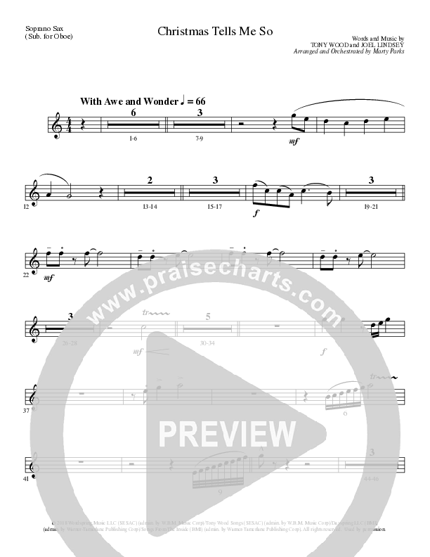 Christmas Tells Me So (Choral Anthem SATB) Soprano Sax (Lillenas Choral / Arr. Marty Parks)