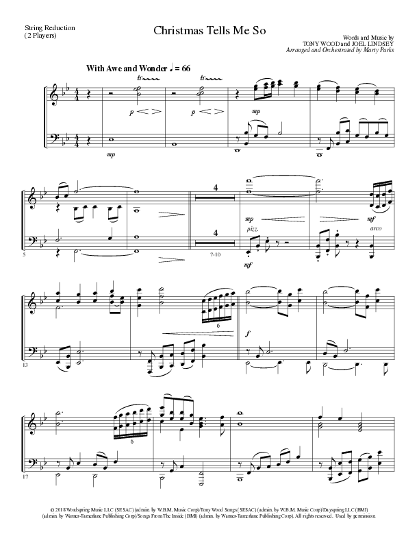 Christmas Tells Me So (Choral Anthem SATB) String Reduction (Lillenas Choral / Arr. Marty Parks)