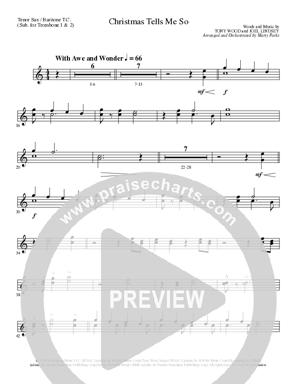 Christmas Tells Me So (Choral Anthem SATB) Tenor Sax/Baritone T.C. (Lillenas Choral / Arr. Marty Parks)