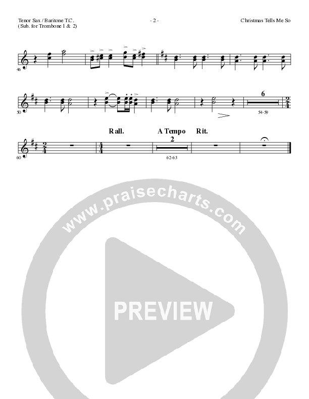 Christmas Tells Me So (Choral Anthem SATB) Tenor Sax/Baritone T.C. (Lillenas Choral / Arr. Marty Parks)