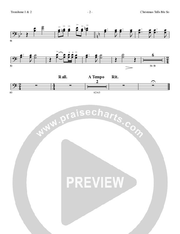 Christmas Tells Me So (Choral Anthem SATB) Trombone 1/2 (Lillenas Choral / Arr. Marty Parks)
