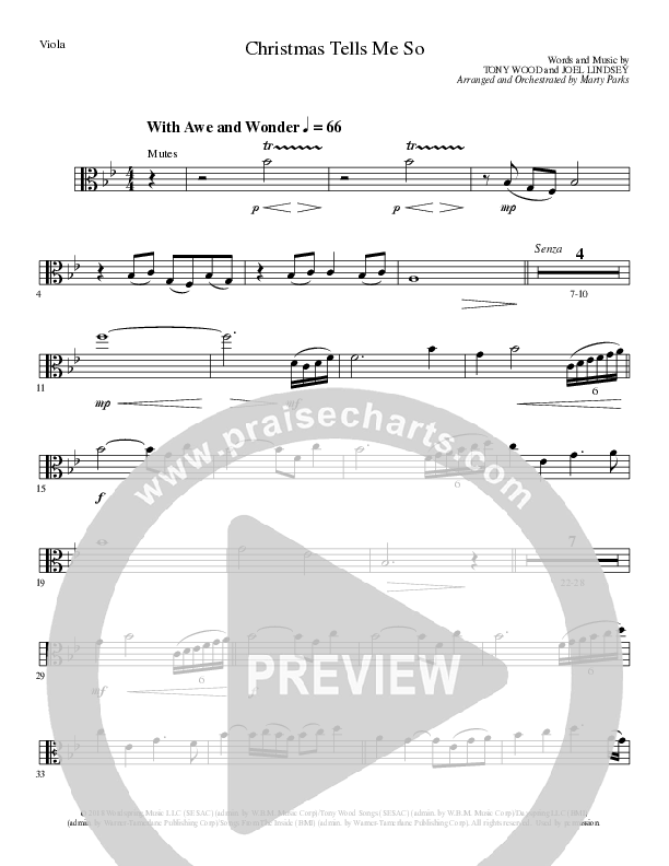 Christmas Tells Me So (Choral Anthem SATB) Viola (Lillenas Choral / Arr. Marty Parks)