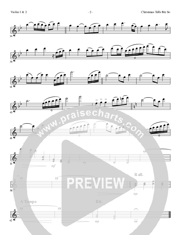 Christmas Tells Me So (Choral Anthem SATB) Violin 1/2 (Lillenas Choral / Arr. Marty Parks)