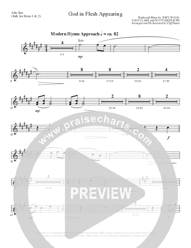 God In Flesh Appearing (Choral Anthem SATB) Alto Sax (Lillenas Choral / Arr. Cliff Duren)