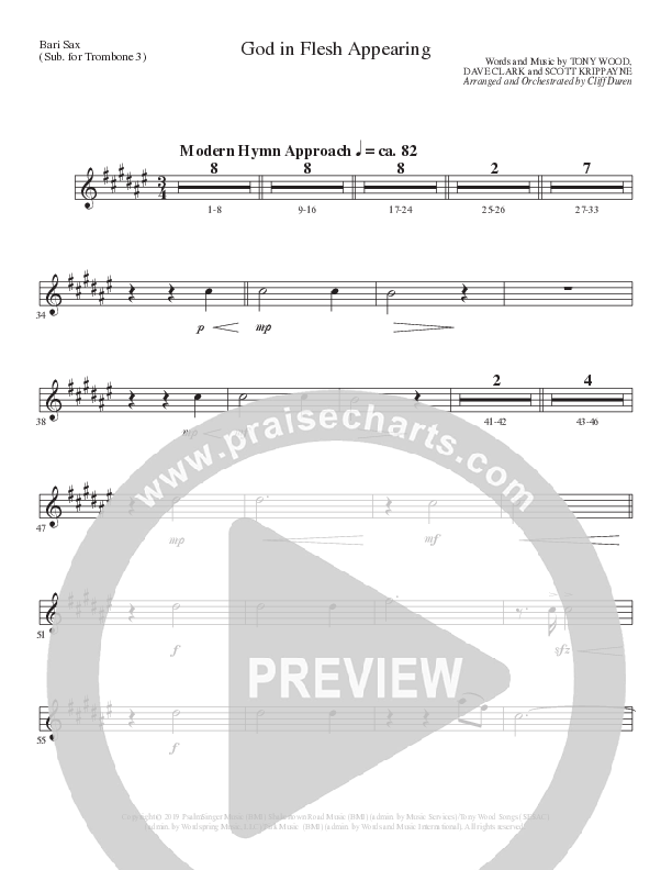 God In Flesh Appearing (Choral Anthem SATB) Bari Sax (Lillenas Choral / Arr. Cliff Duren)