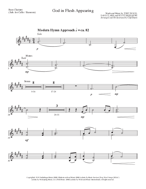 God In Flesh Appearing (Choral Anthem SATB) Bass Clarinet (Lillenas Choral / Arr. Cliff Duren)
