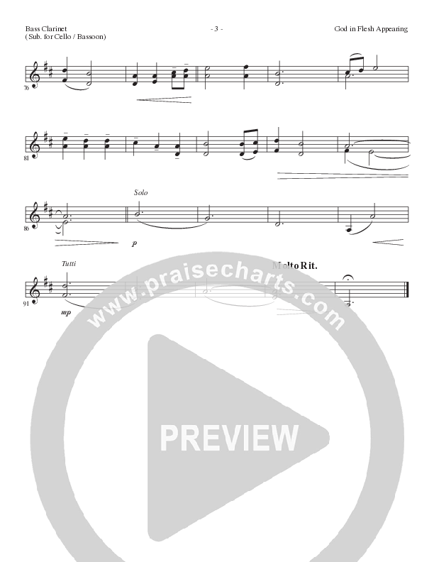 God In Flesh Appearing (Choral Anthem SATB) Bass Clarinet (Lillenas Choral / Arr. Cliff Duren)