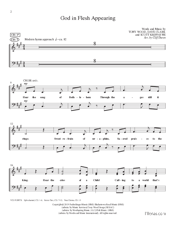 God In Flesh Appearing (Choral Anthem SATB) Choir Vocals (SATB) (Lillenas Choral / Arr. Cliff Duren)
