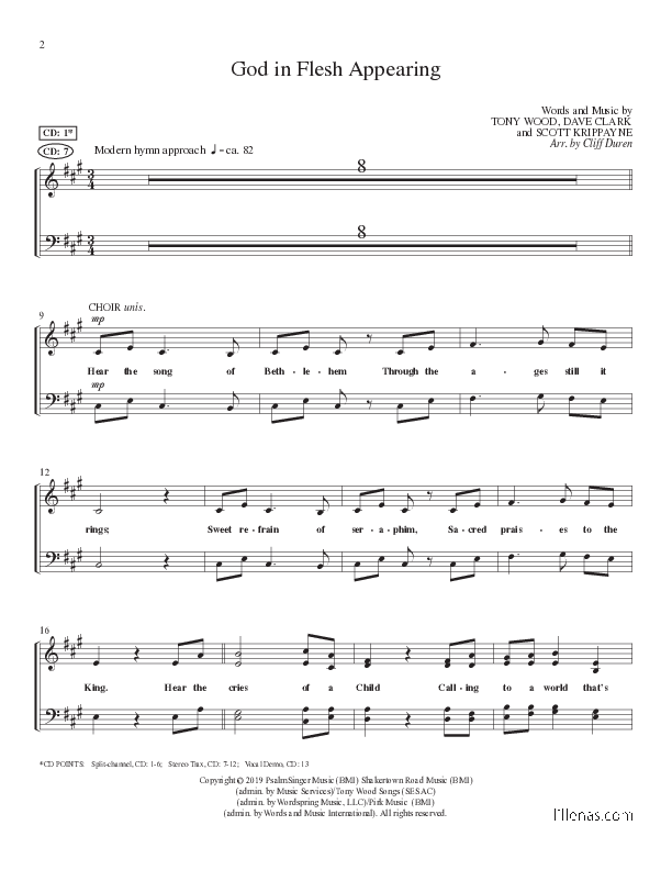 God In Flesh Appearing (Choral Anthem SATB) Choir Vocals (SATB) (Lillenas Choral / Arr. Cliff Duren)