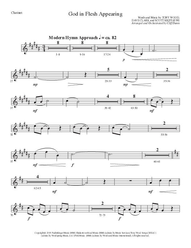 God In Flesh Appearing (Choral Anthem SATB) Clarinet (Lillenas Choral / Arr. Cliff Duren)