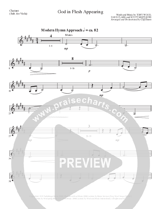 God In Flesh Appearing (Choral Anthem SATB) Clarinet (Lillenas Choral / Arr. Cliff Duren)