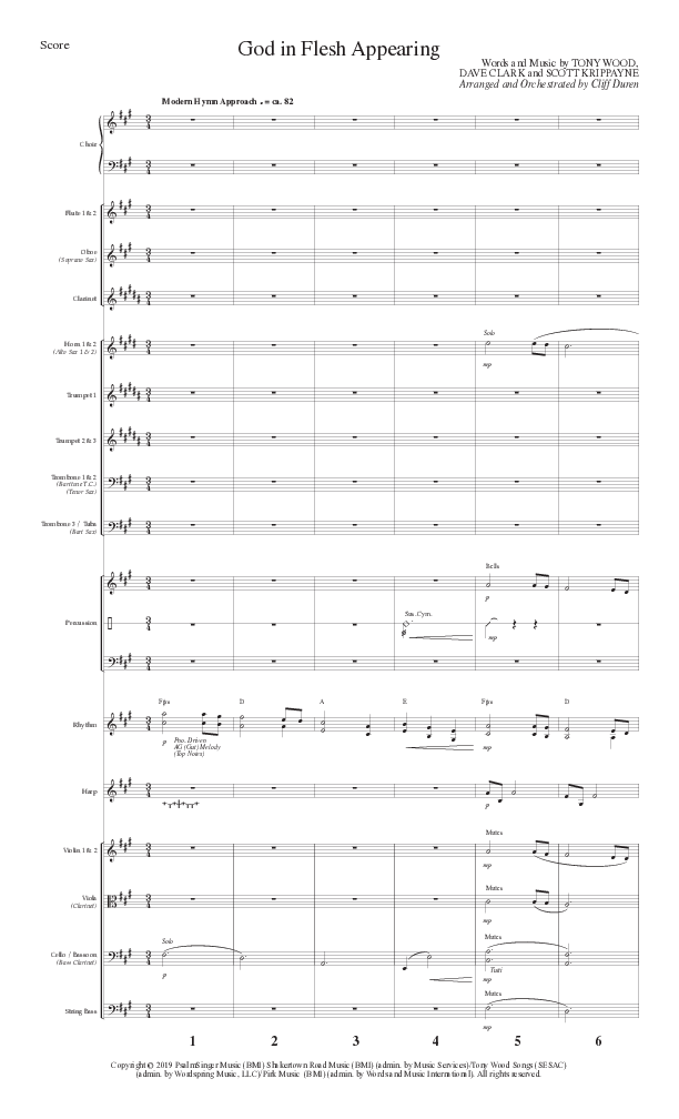 God In Flesh Appearing (Choral Anthem SATB) Orchestration (Lillenas Choral / Arr. Cliff Duren)
