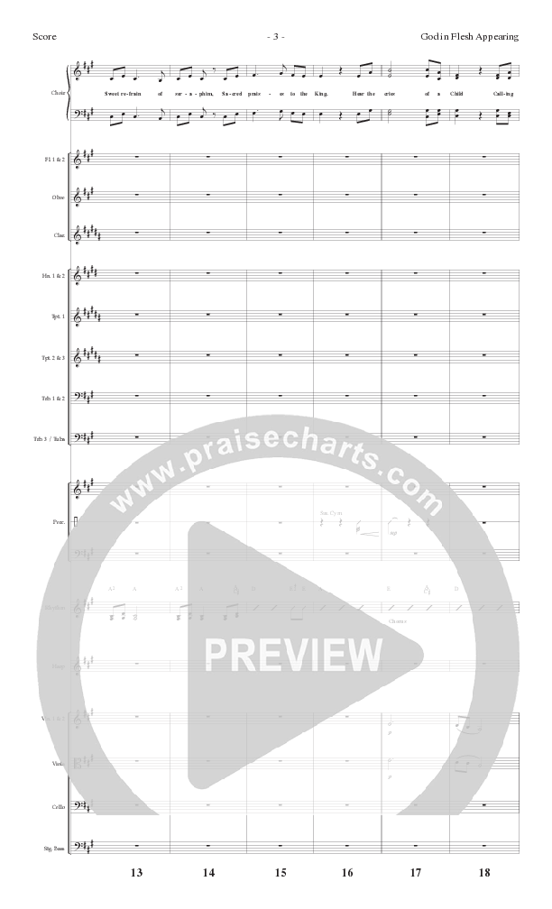 God In Flesh Appearing (Choral Anthem SATB) Orchestration (Lillenas Choral / Arr. Cliff Duren)