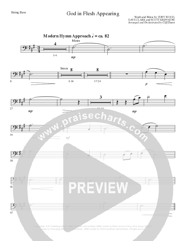 God In Flesh Appearing (Choral Anthem SATB) Double Bass (Lillenas Choral / Arr. Cliff Duren)