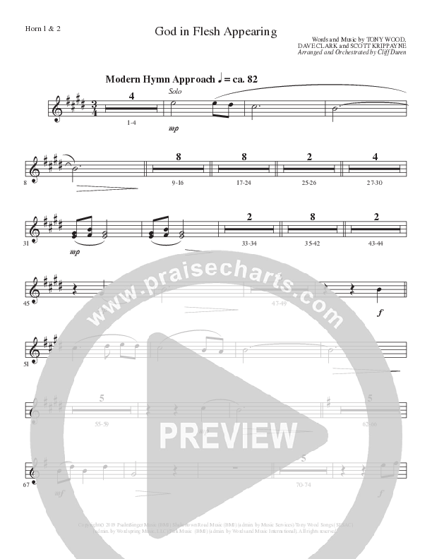 God In Flesh Appearing (Choral Anthem SATB) French Horn 1/2 (Lillenas Choral / Arr. Cliff Duren)