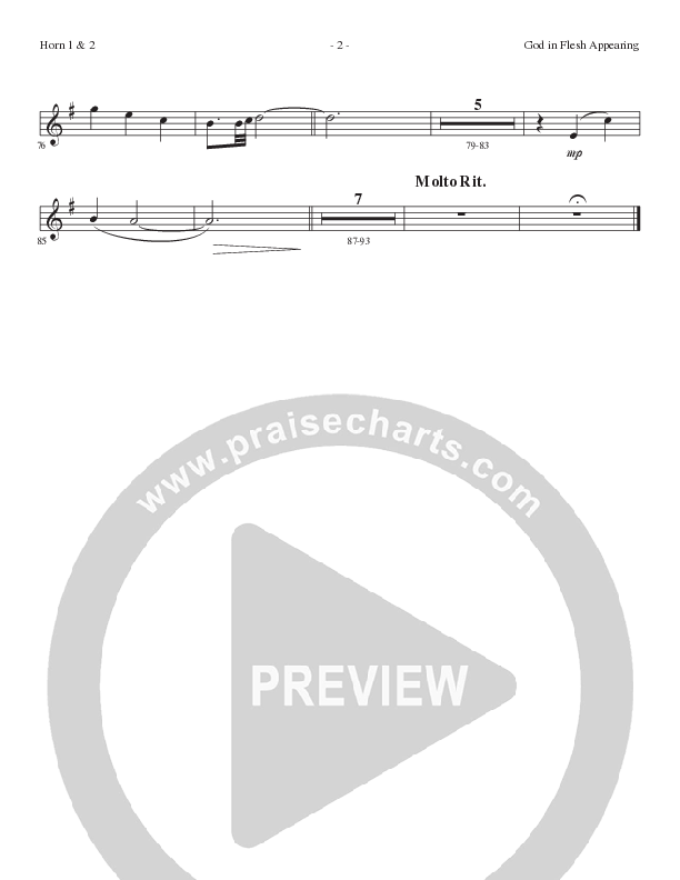 God In Flesh Appearing (Choral Anthem SATB) French Horn 1/2 (Lillenas Choral / Arr. Cliff Duren)