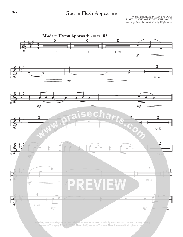 God In Flesh Appearing (Choral Anthem SATB) Oboe (Lillenas Choral / Arr. Cliff Duren)