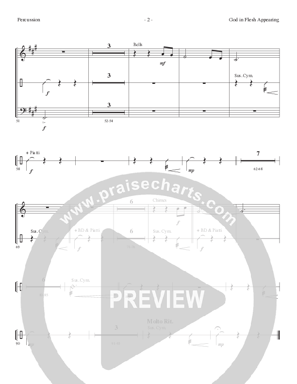 God In Flesh Appearing (Choral Anthem SATB) Percussion (Lillenas Choral / Arr. Cliff Duren)
