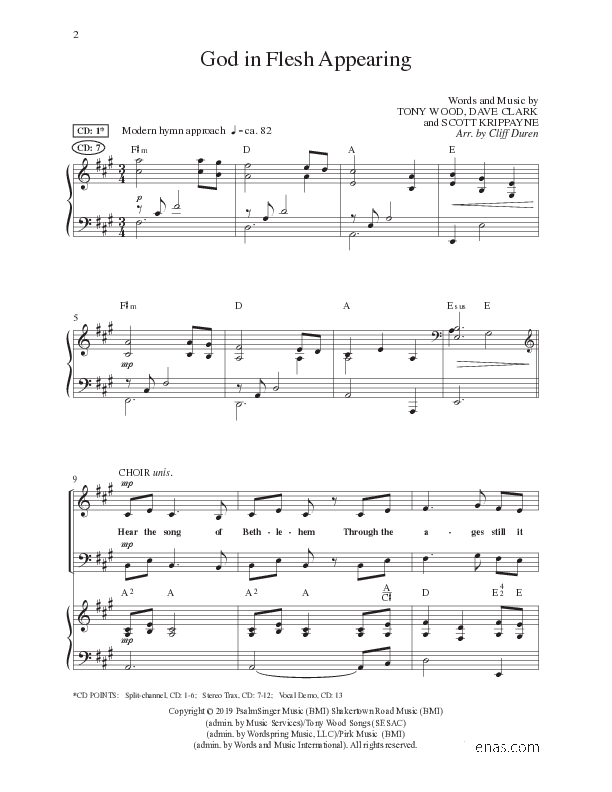 God In Flesh Appearing (Choral Anthem SATB) Anthem (SATB/Piano) (Lillenas Choral / Arr. Cliff Duren)