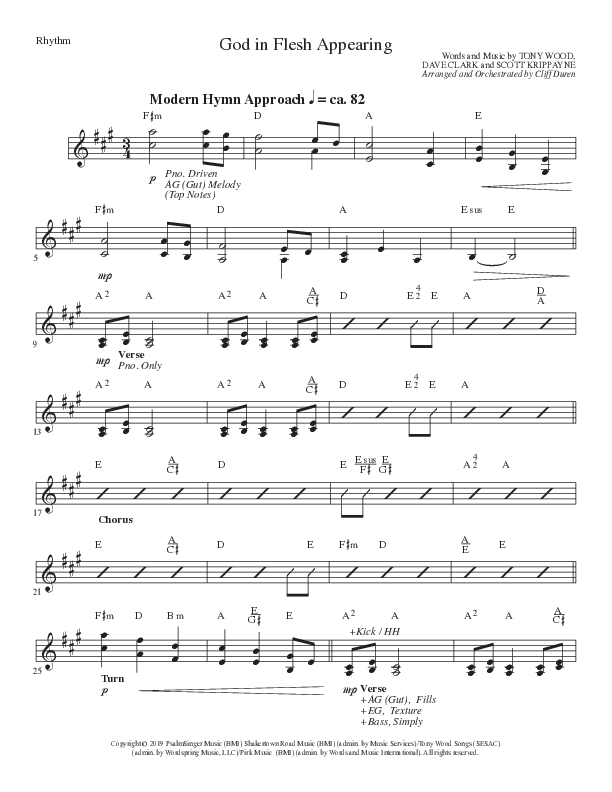 God In Flesh Appearing (Choral Anthem SATB) Rhythm Chart (Lillenas Choral / Arr. Cliff Duren)