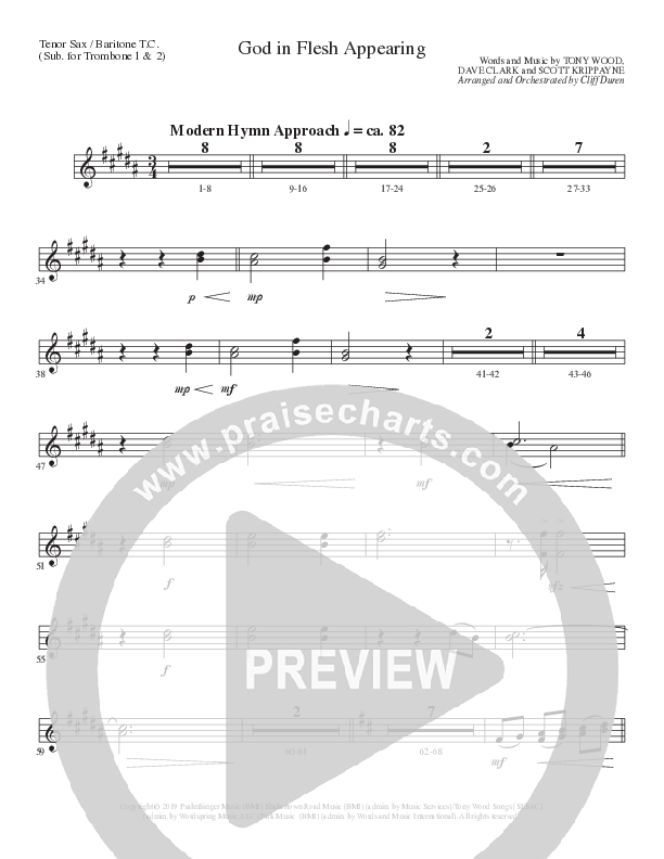 God In Flesh Appearing (Choral Anthem SATB) Tenor Sax/Baritone T.C. (Lillenas Choral / Arr. Cliff Duren)