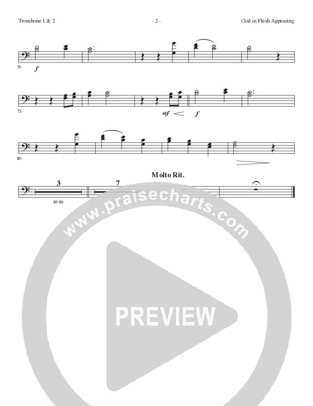 God In Flesh Appearing (Choral Anthem SATB) Trombone 1/2 (Lillenas Choral / Arr. Cliff Duren)