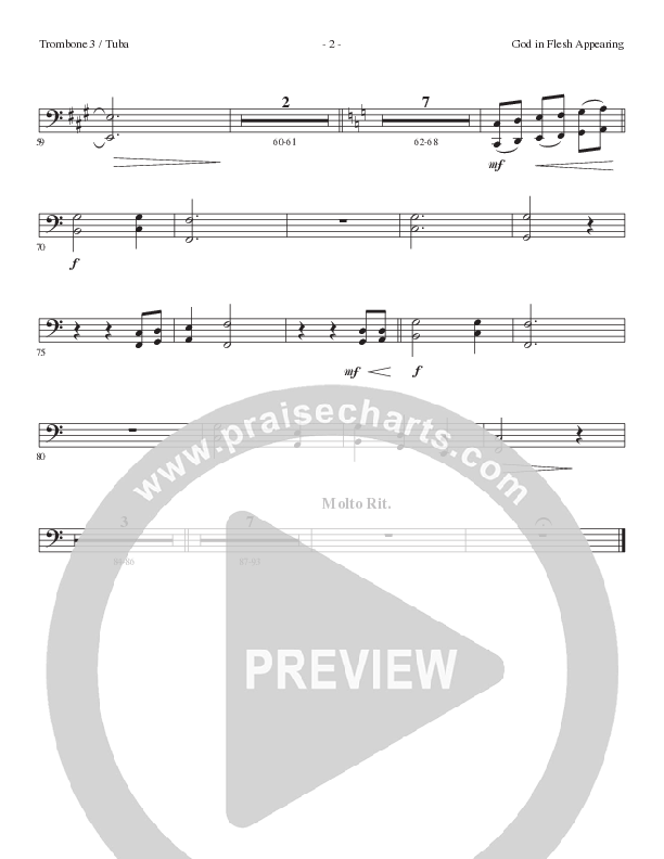 God In Flesh Appearing (Choral Anthem SATB) Trombone 3 (Lillenas Choral / Arr. Cliff Duren)