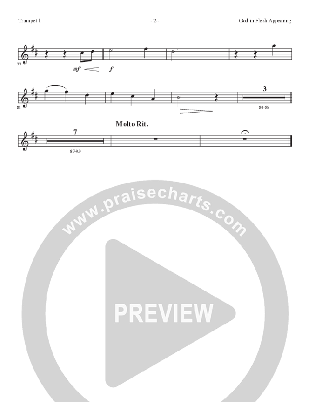 God In Flesh Appearing (Choral Anthem SATB) Trumpet 1 (Lillenas Choral / Arr. Cliff Duren)