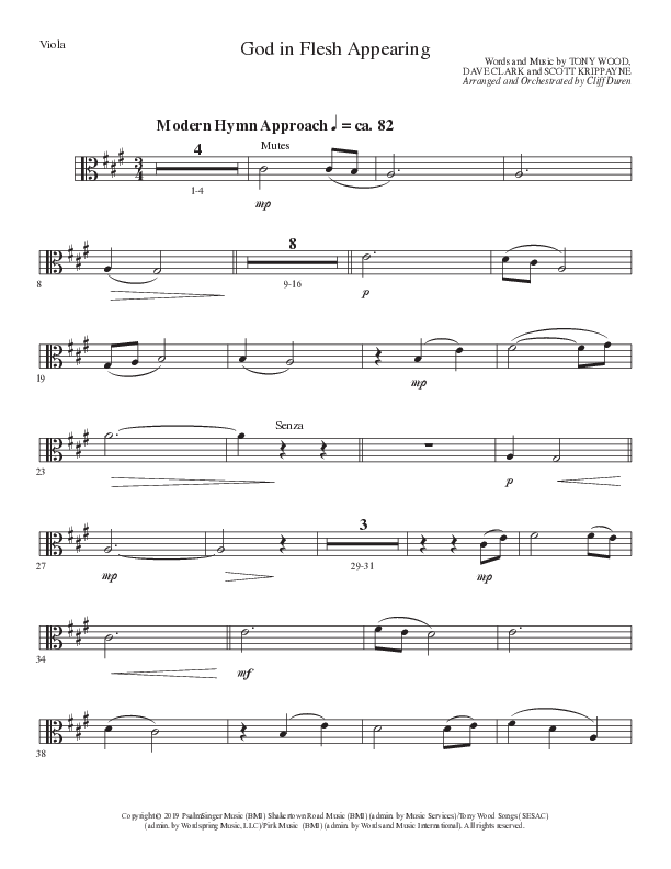 God In Flesh Appearing (Choral Anthem SATB) Viola (Lillenas Choral / Arr. Cliff Duren)