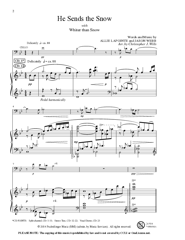 He Sends The Snow with Whiter Than Snow (Choral Anthem SATB) Anthem (SATB/Piano) (Lillenas Choral / Arr. Christopher Willis)