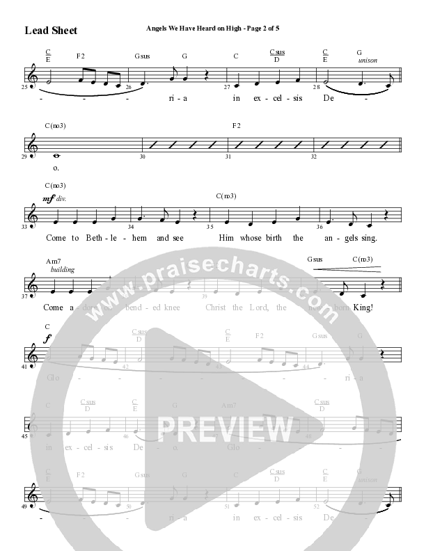 Angels We Have Heard On High with Open Up The Heavens (Choral Anthem SATB) Lead Sheet (Melody) (Word Music Choral / Arr. Cliff Duren)