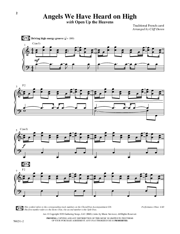 Angels We Have Heard On High with Open Up The Heavens (Choral Anthem SATB) Anthem (SATB/Piano) (Word Music Choral / Arr. Cliff Duren)